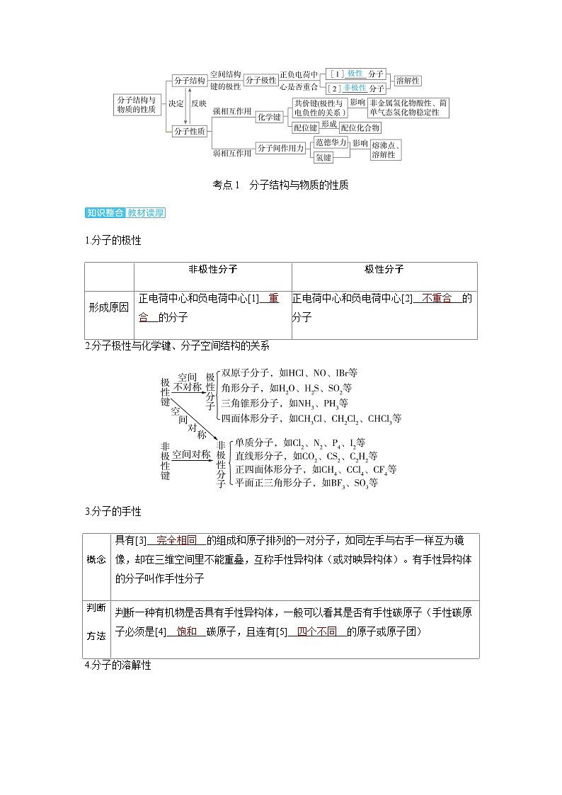 2024届高考化学复习讲义第五章物质结构与性质元素周期律第五讲分子结构与物质的性质考点一分子结构与物质的性质含答案第2页