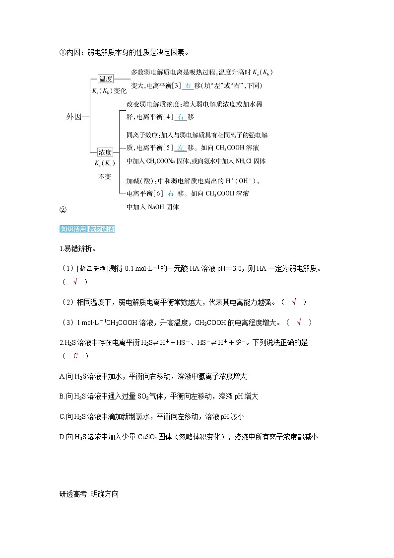 2024届高考化学复习讲义第八章水溶液中的离子反应与平衡第一讲电离平衡考点一弱电解质的电离平衡及影响因素含答案第3页