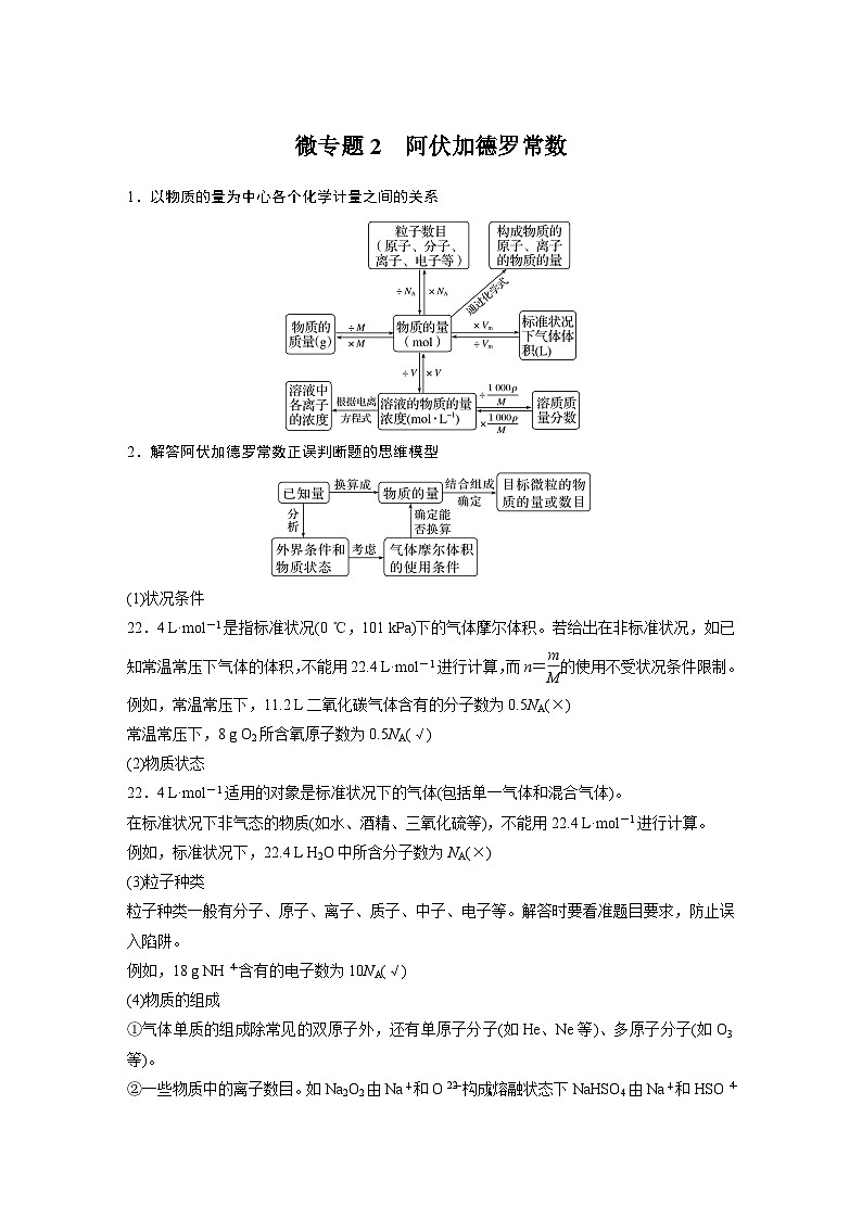 2024年高中化学新教材同步讲义 必修第一册 第2章　第3节　微专题2　阿伏加德罗常数（含解析）第1页