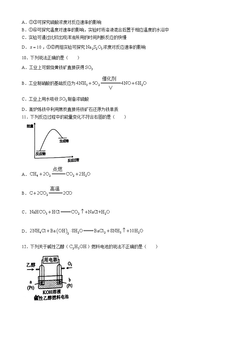 浙江省G5联盟2023-2024学年高一下学期期中联考化学试题(无答案)03