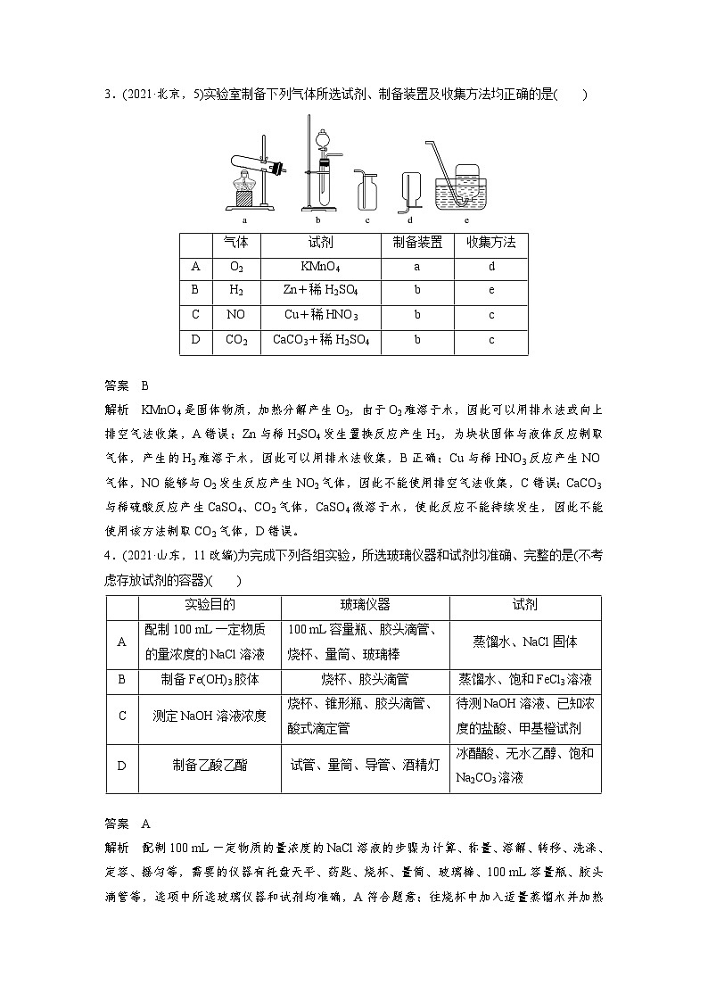 第一篇　主题五　选择题7　常规实验中仪器和试剂的选用-2024年高考化学二轮复习课件02