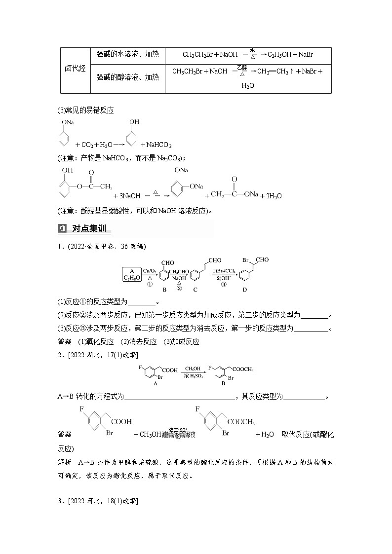 第一篇　主题七　热点题空11　有机物转化方程式的书写与反应类型的判断-2024年高考化学二轮复习课件03