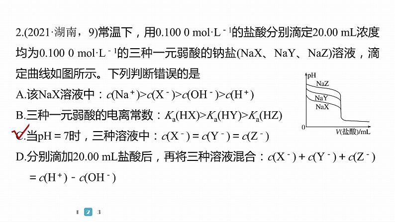 第一篇　主题十　选择题23　滴定曲线的分析与应用-2024年高考化学二轮复习课件07