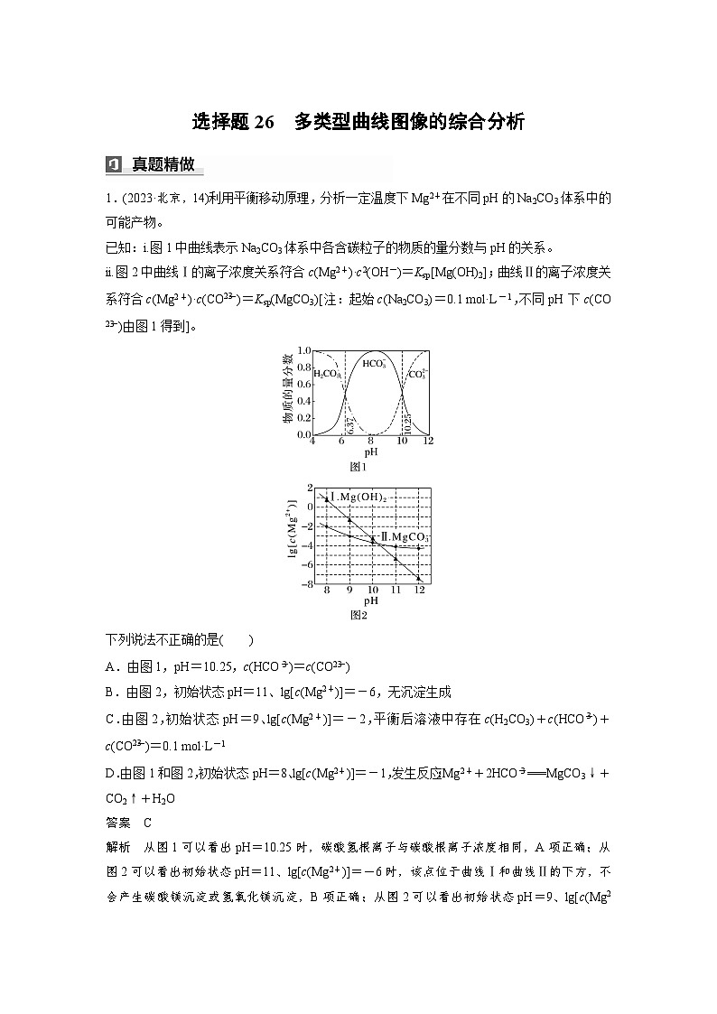 第一篇　主题十　选择题26　多类型曲线图像的综合分析-2024年高考化学二轮复习课件01