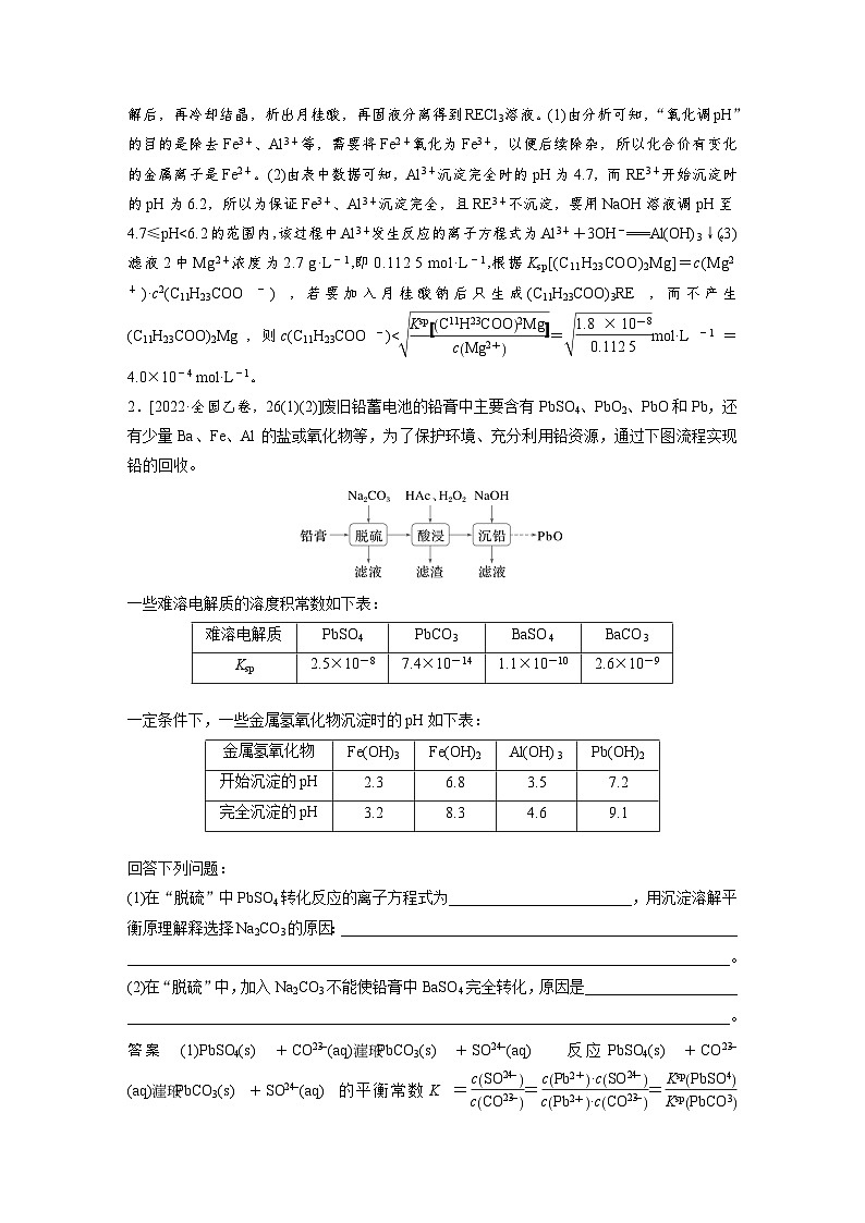 第一篇　主题十　热点题空18　应用平衡常数分析化工流程中酸碱性调控第3页