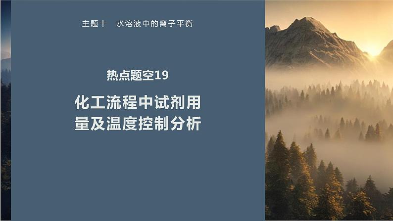 第一篇　主题十　热点题空19　化工流程中试剂用量及温度控制分析-2024年高考化学二轮复习课件01