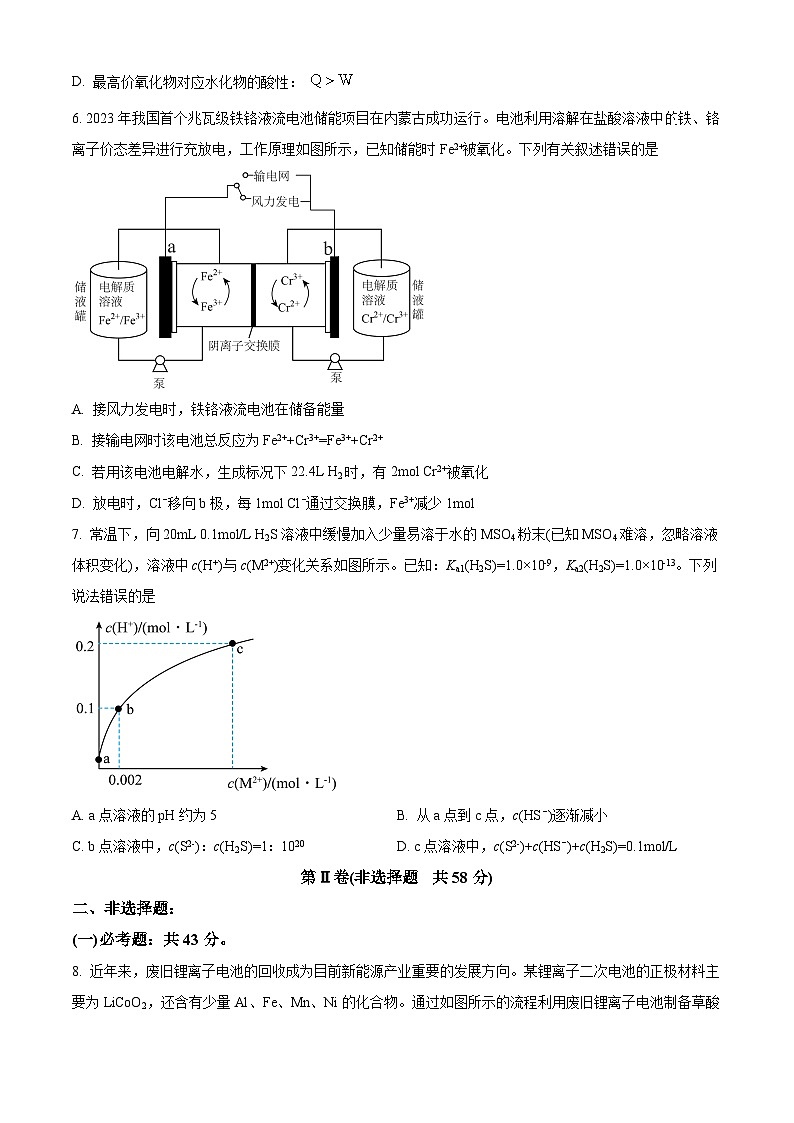 2024届内蒙古自治区赤峰市高三下学期三模理科综合试题-高中化学（原卷版+解析版）03