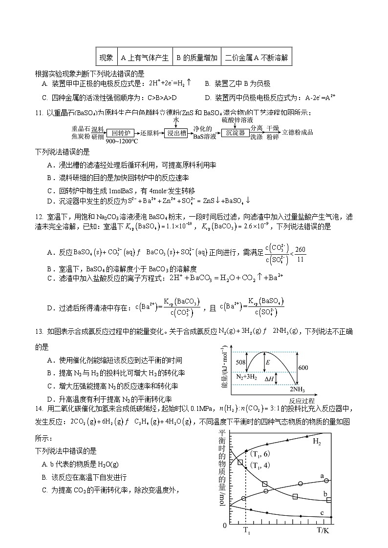 江苏省南京市五所高中学校合作联盟2023-2024学年高二下学期期中学情调研化学试卷03