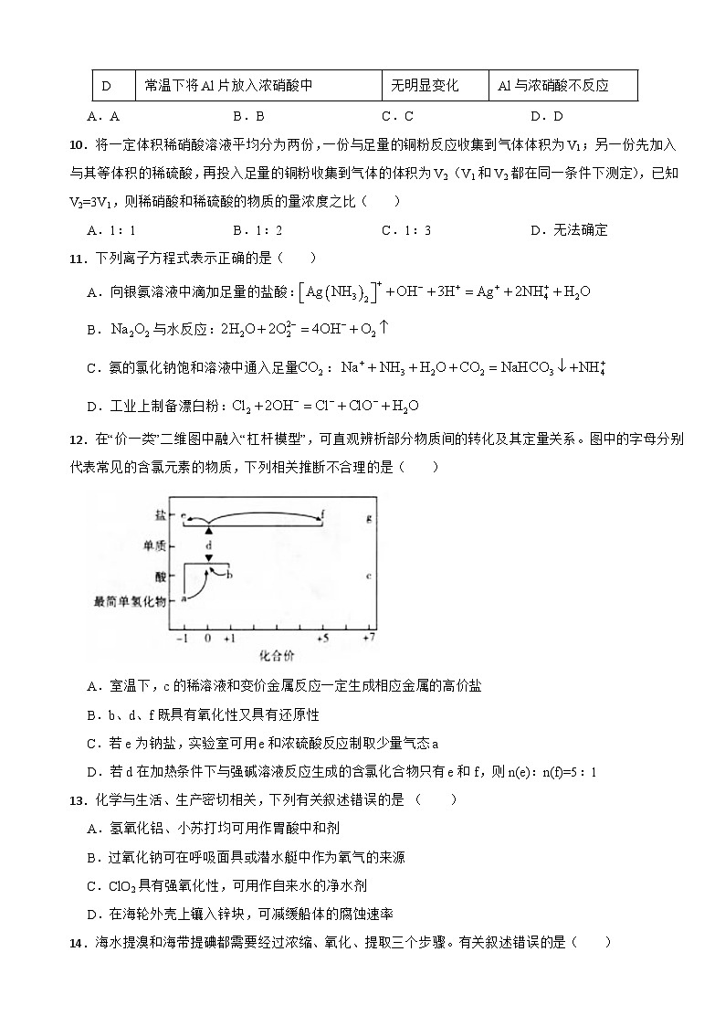 高三化学二轮复习专项训练：卤族与氮族及其应用第3页