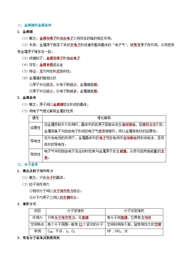 【讲通练透】高考化学知识清单17  晶体结构与性质（思维导图+知识解读+易混易错+典例分析）第3页