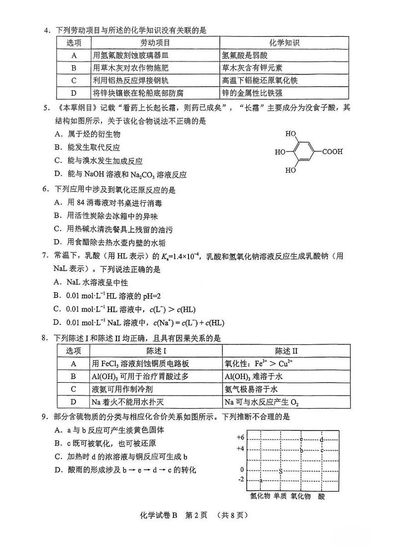 2024年广州高三二模化学试题02