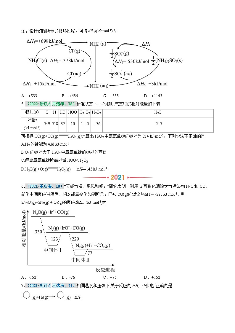 专题八 化学反应中的能量变化  反应机理（原卷版）第3页