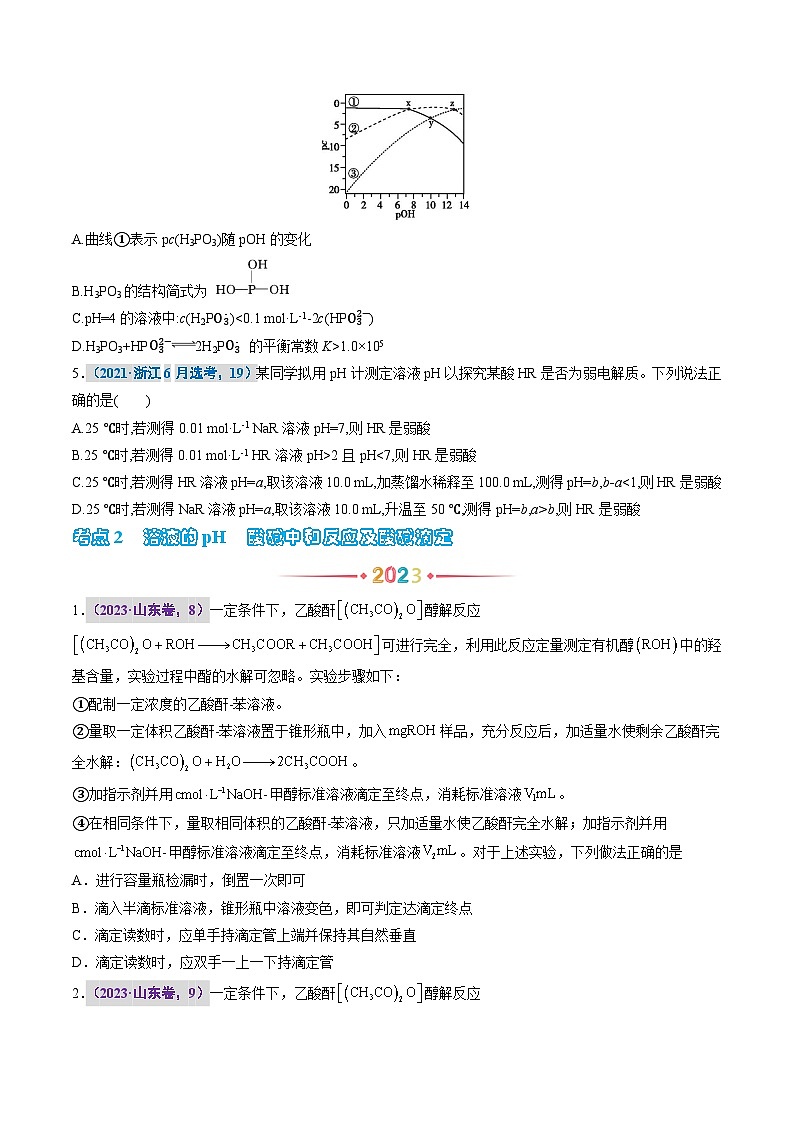 专题十一 水溶液中的离子反应与平衡（原卷版）第3页