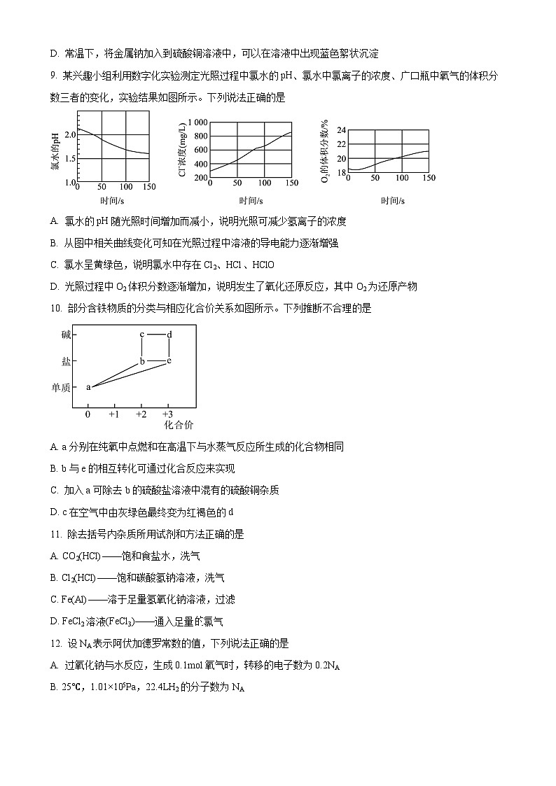 云南省德宏州2023-2024学年高一上学期期末考试化学试题 Word版无答案第3页