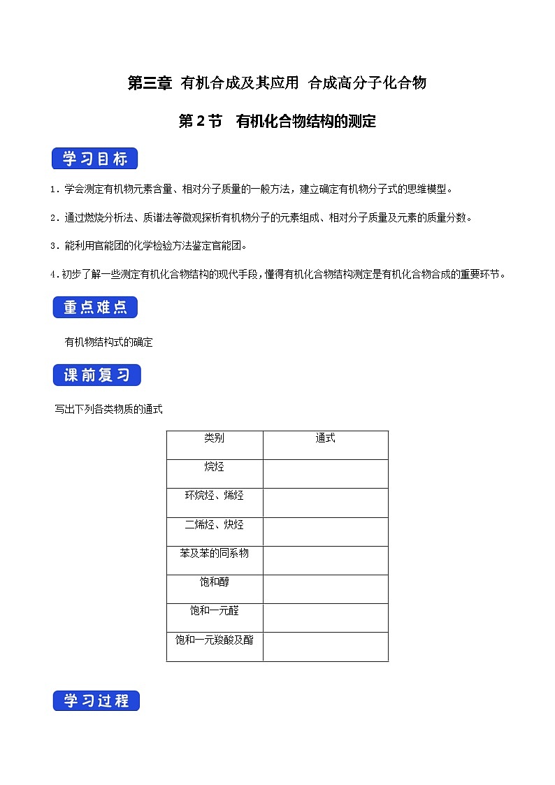 高中化学3.2  有机化合物结构的测定 课件—鲁科版选择性必修3（共32）课件+教学设计+学案01