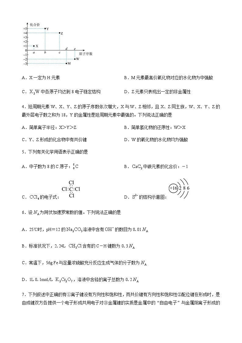 陕西省汉中市洋县中学2023-2024学年高二下学期期中考试化学试题（含答案）02