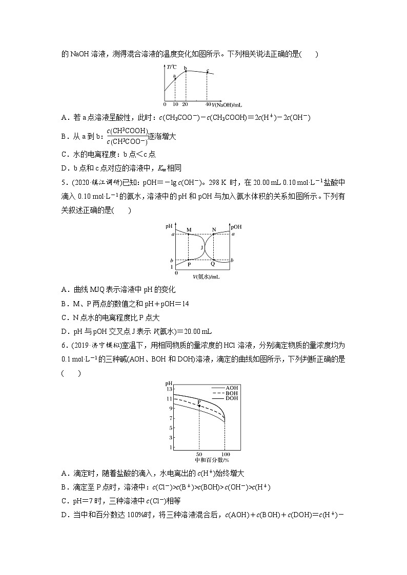 高三化学每天练习20分钟——水酸碱中和滴定与图像拓展（有答案和详细解析）02
