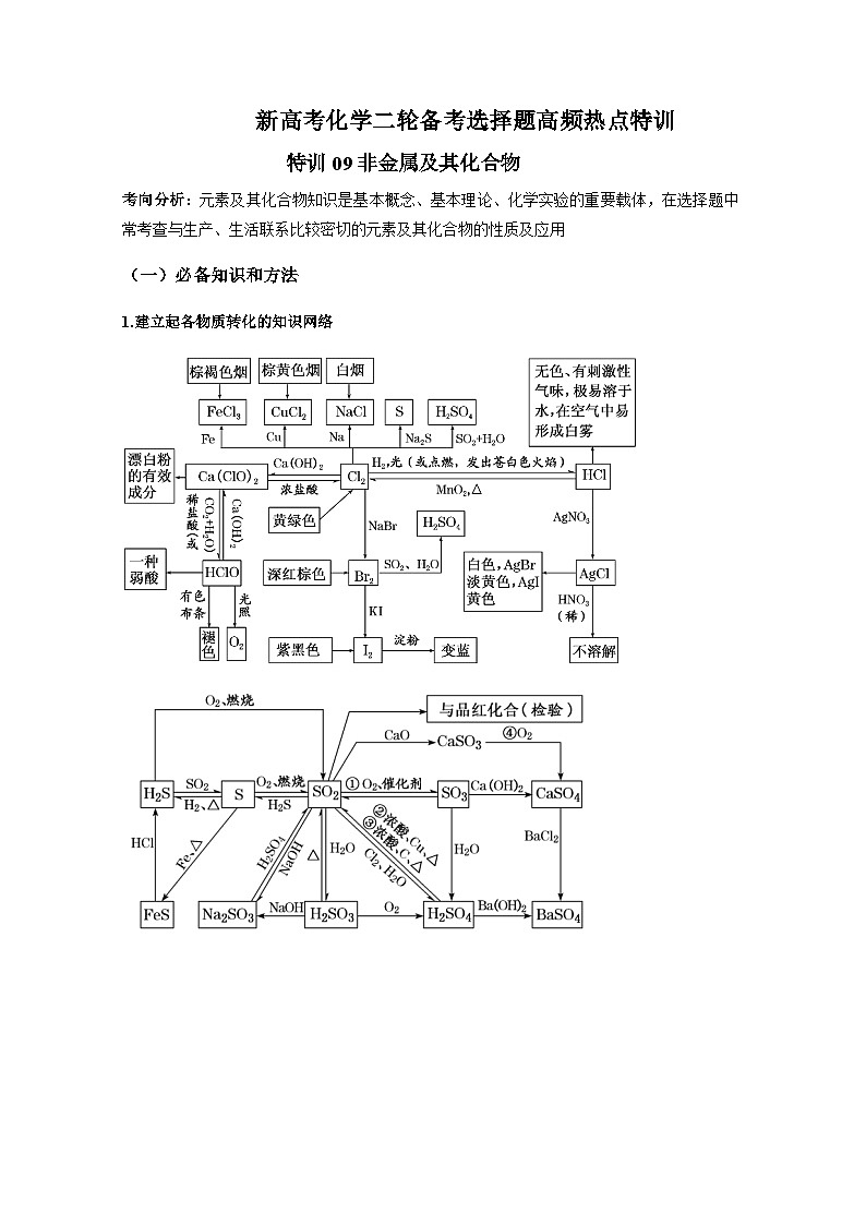 新高考化学二轮备考选择题高频热点特训习选择题专项突破专项突破09 非金属及其化合物第1页