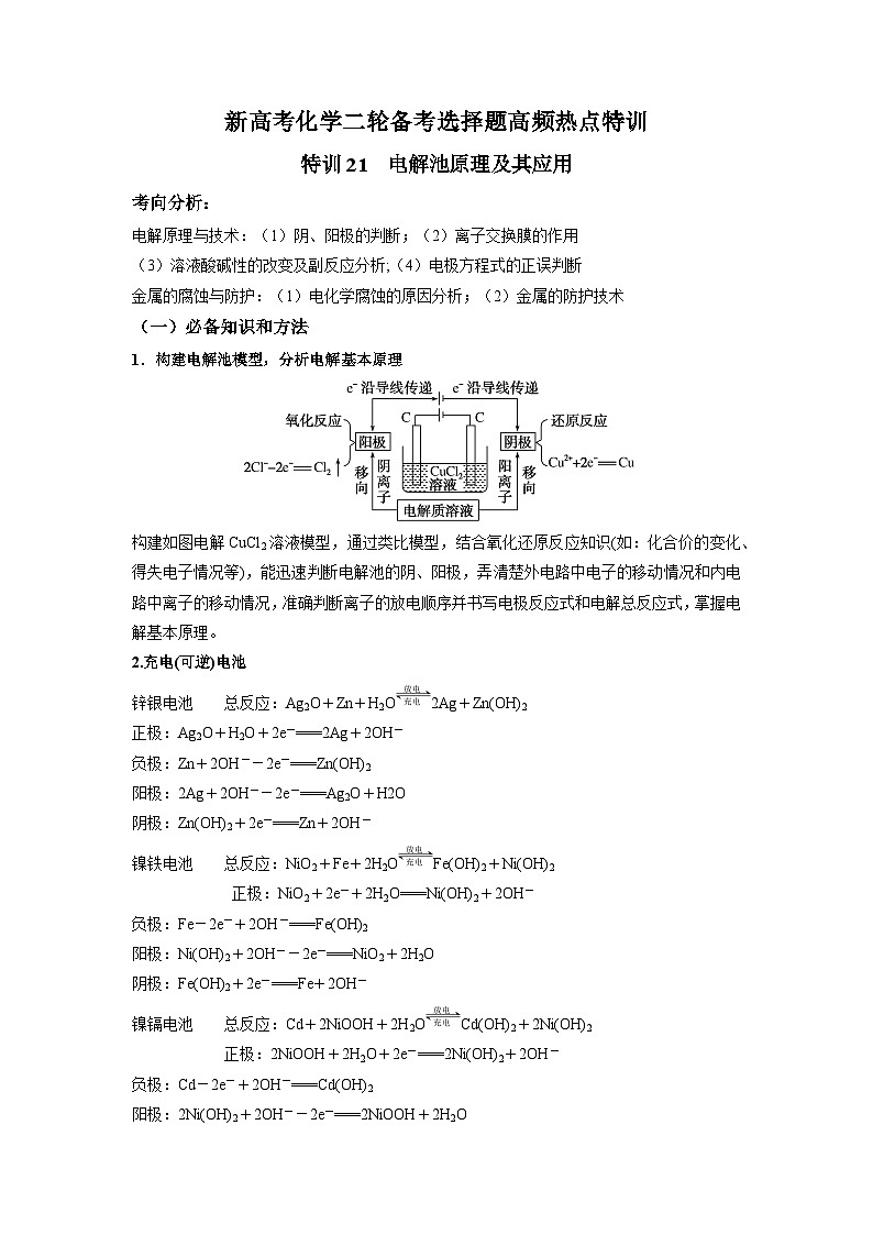 新高考化学二轮备考选择题高频热点特训习选择题专项突破专项突破21 电解池原理及其应用第1页