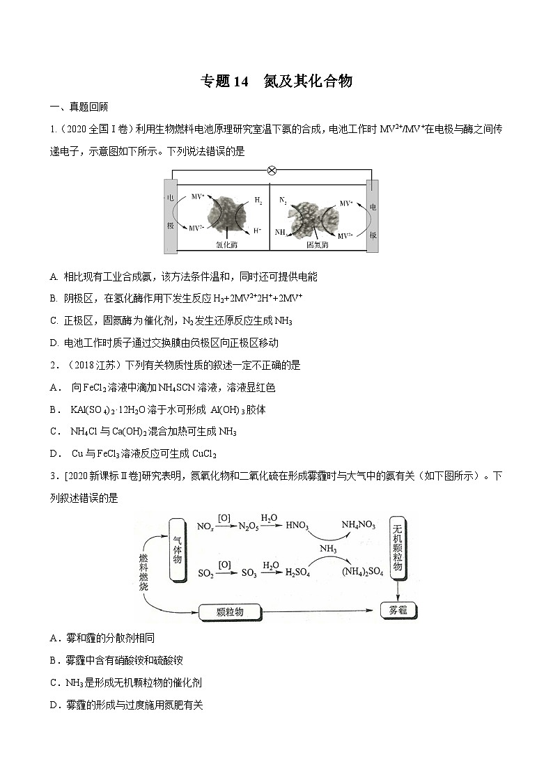 2022年高考化学一轮复习考点分层练专题14  氮及其化合物第1页