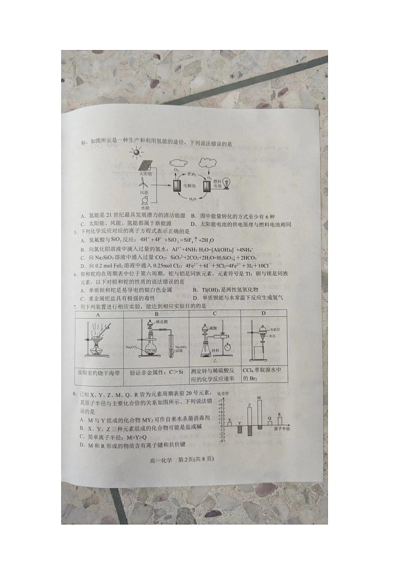 河南省南阳市2023-2024学年高一下学期4月期中考试化学试题02