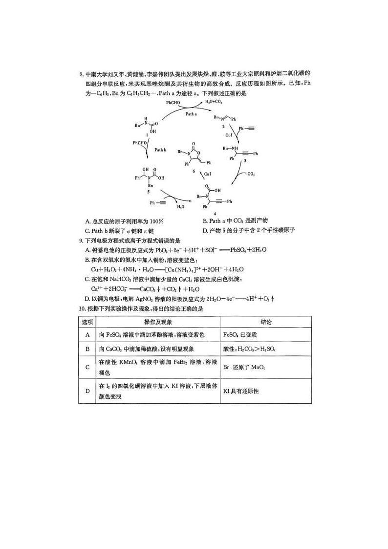 2024届炎德英才大联考高三考前仿真联考化学试题第3页