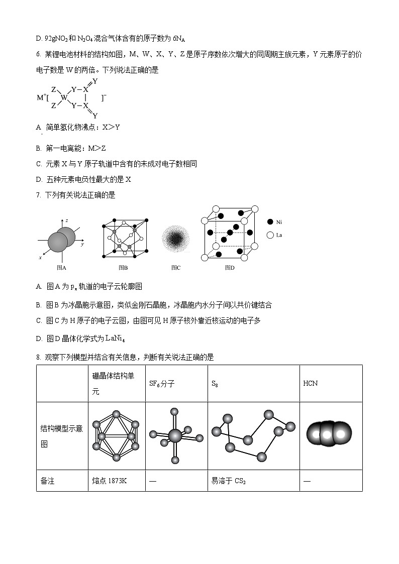 福建省福州市高级中学2023-2024学年高二下学期4月阶段训练化学试题（原卷版）第2页