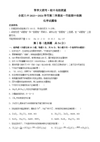 安徽省合肥市第八中学2023-2024学年高一下学期期中检测化学试题