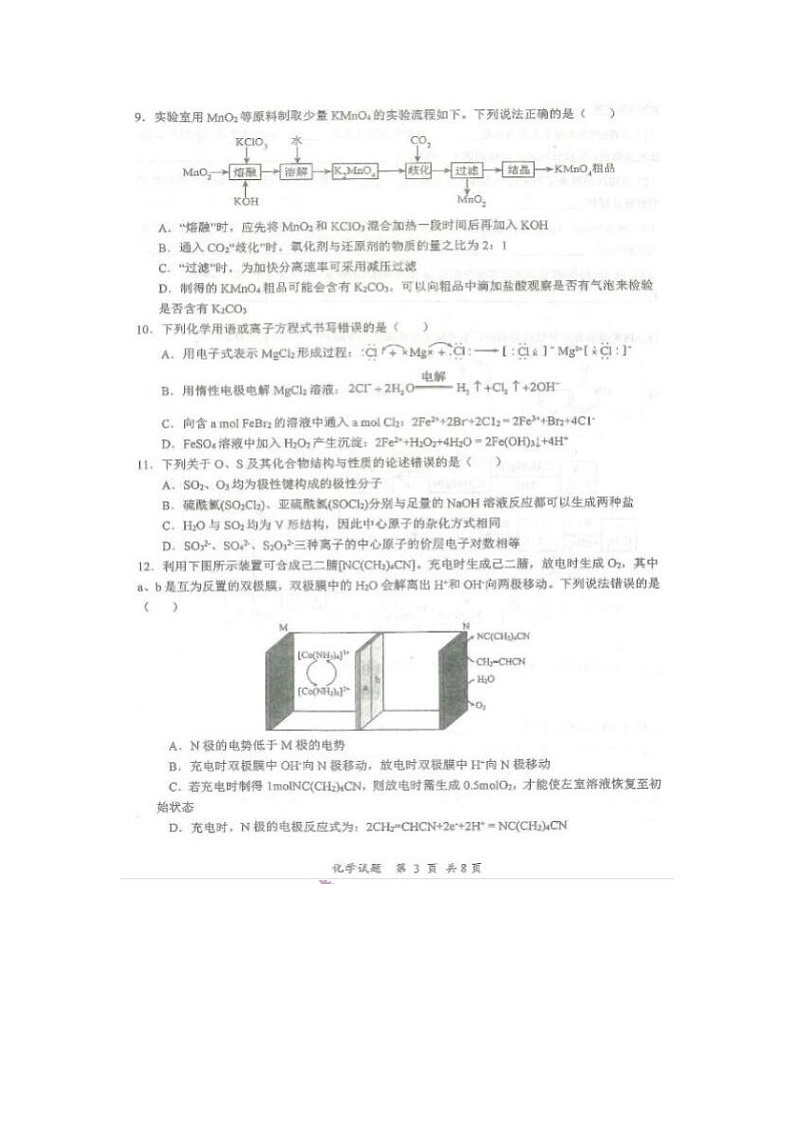 2024届湖北省重点十一校高三第二次联考化学试题第3页