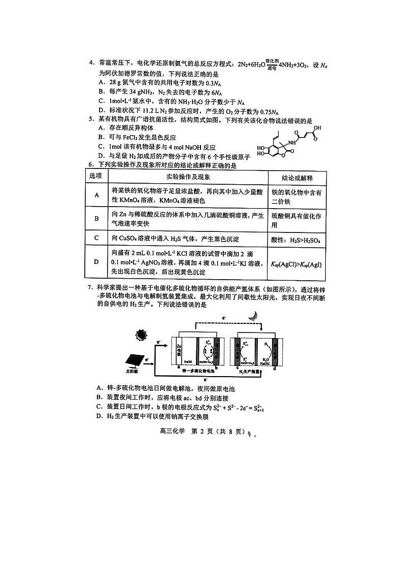 2024届东北三省四市联考暨沈阳市高三质量检测化学试题02