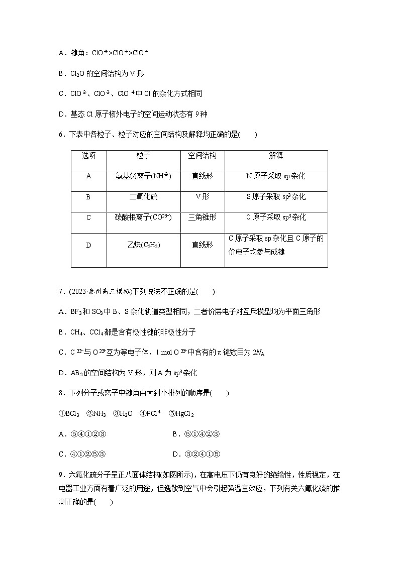 第14练　价层电子对互斥模型、杂化轨道理论及应用  同步练习（含答案）-2025年高考化学一轮复习第2页