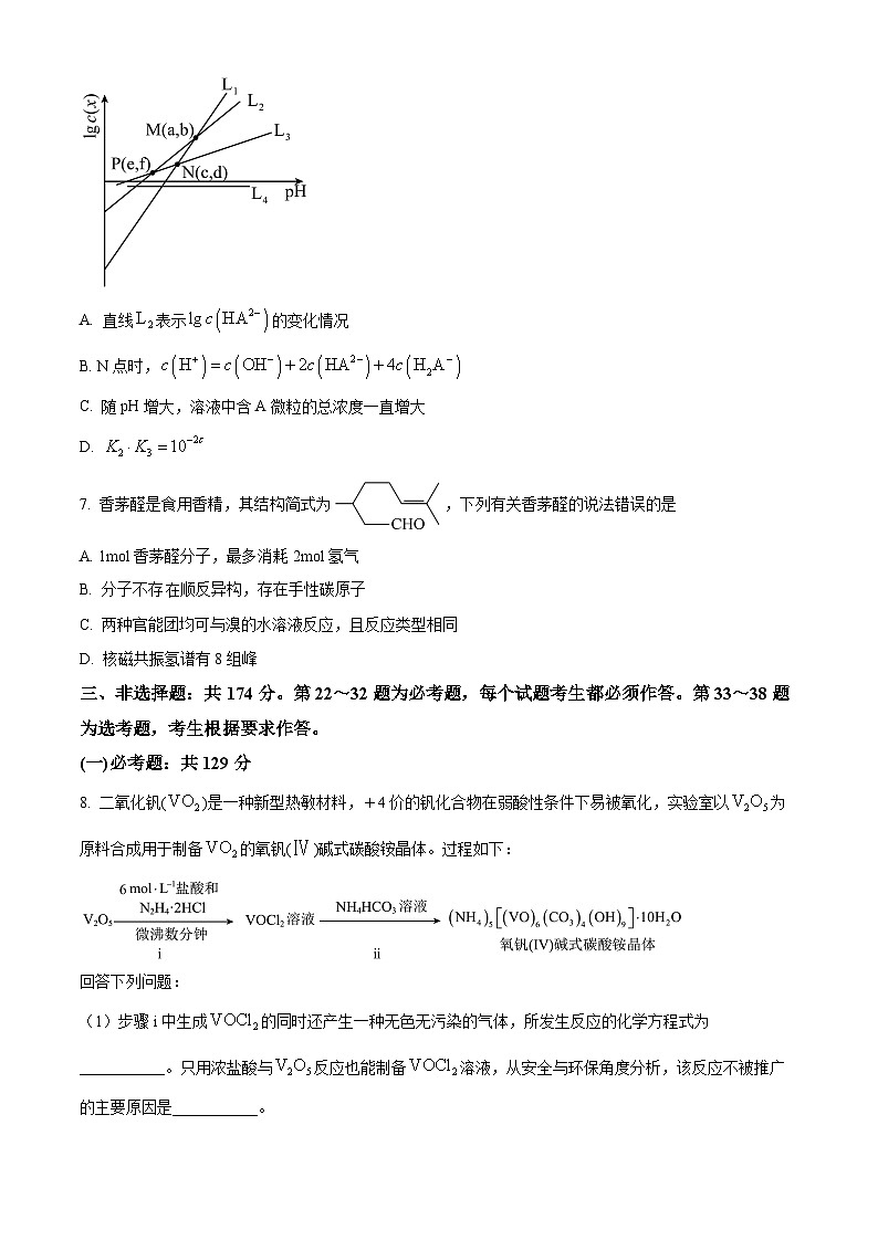 2024届陕西省西安市长安区高三下学期第二次模拟考试理综试卷-高中化学（原卷版+解析版）03