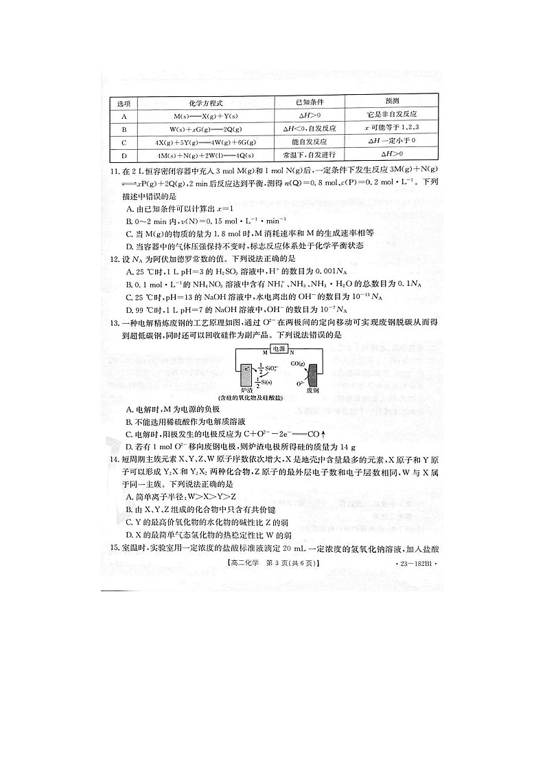 2023届云南省名校联盟高二上学期化学12月大联考(B1)试题第3页