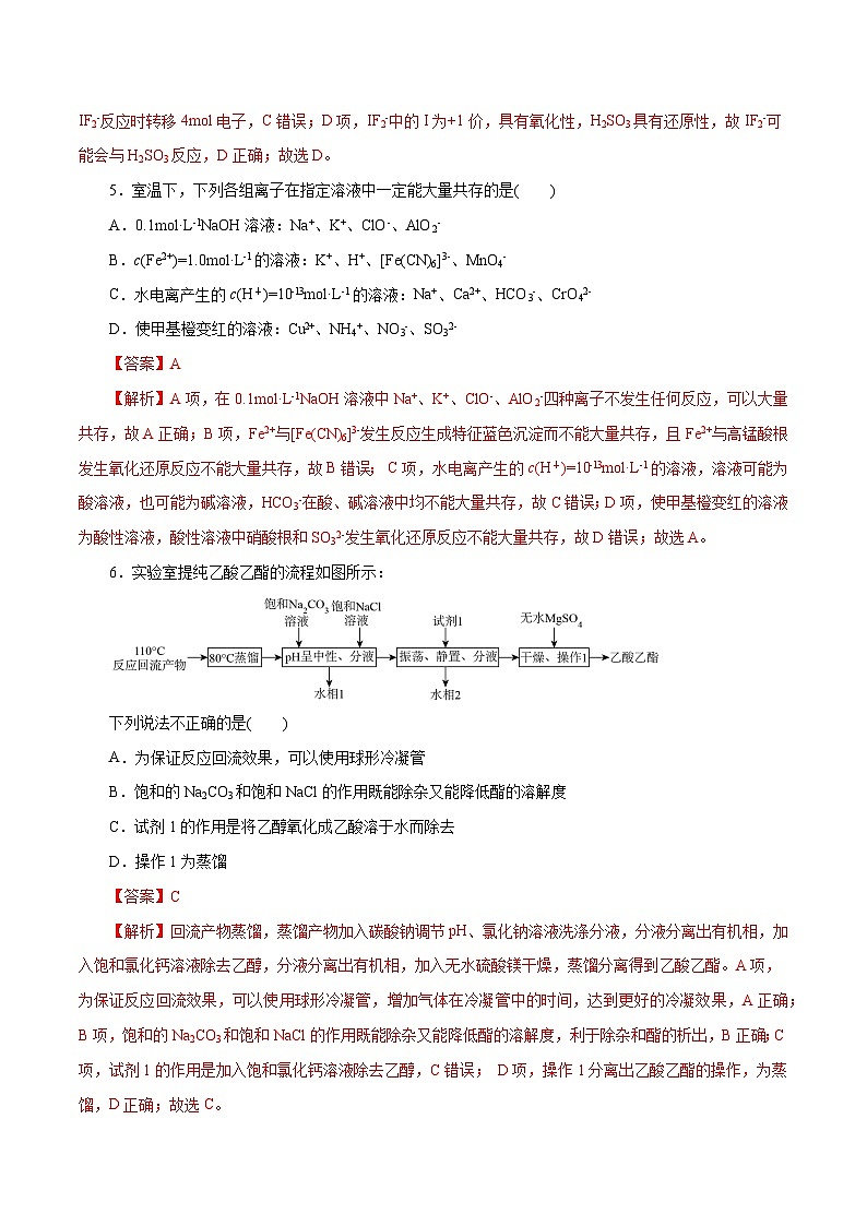 2024年高考押题预测卷—化学（浙江卷03）（全解全析）03