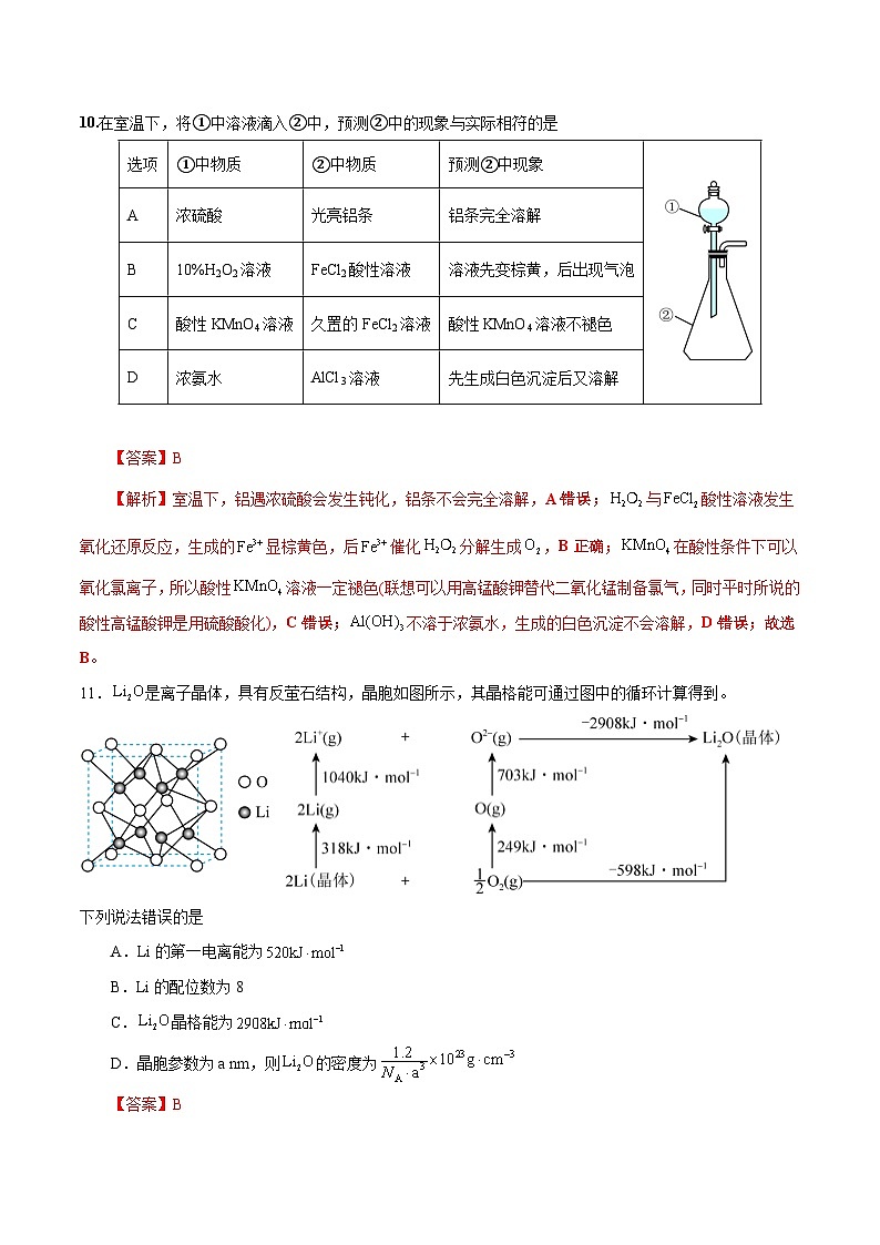 2024年高考押题预测卷—化学（全国卷新教材01）（全解全析）第3页