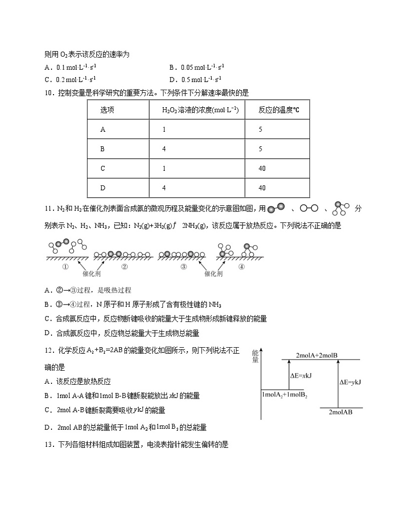 福建省厦门英才学校中学部2023-2024学年高一下学期期中考试化学试题+03