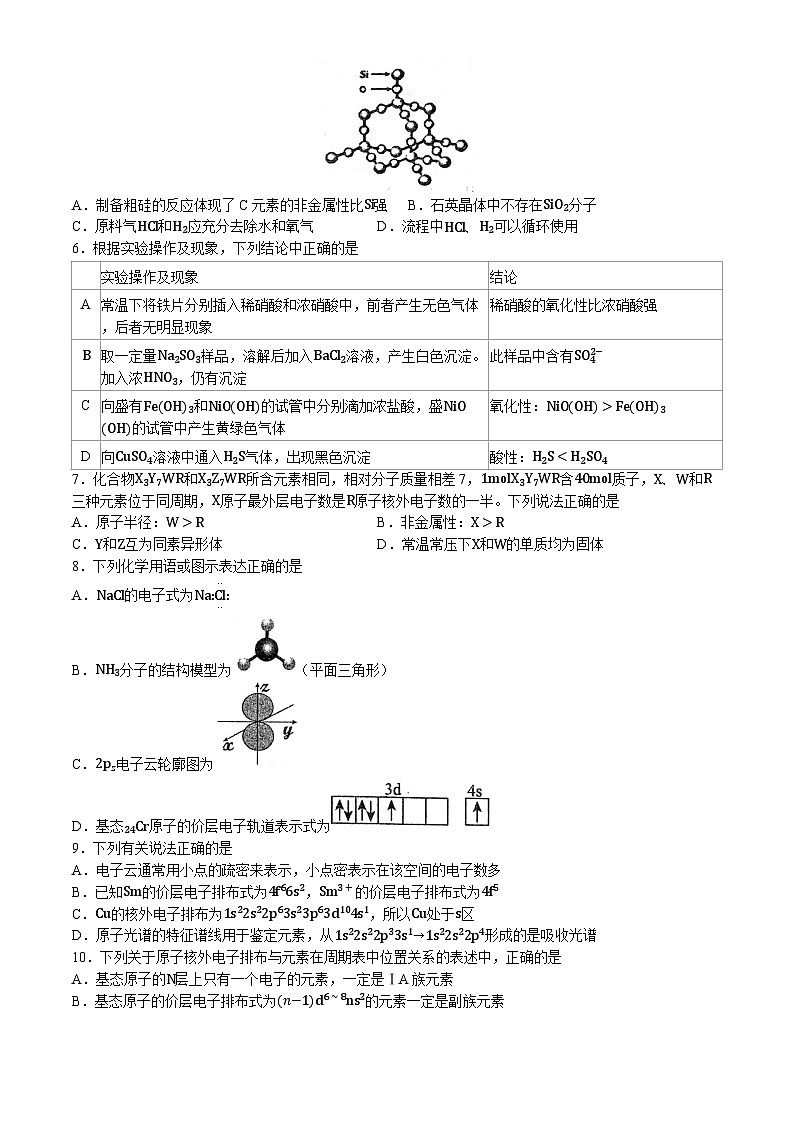 湖北省武汉市华中师范大学第一附属中学2023-2024学年高一下学期期中化学试卷（Word版附答案）02