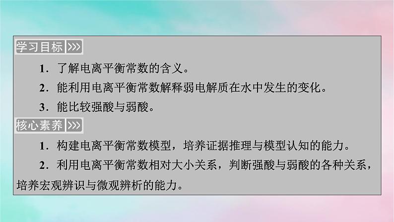 2025版新教材高中化学第3章水溶液中的离子反应与平衡第1节电离平衡第2课时电离平衡常数强酸与弱酸的比较课件新人教版选择性必修1第2页