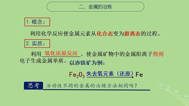 2024年同步备课高中化学9.1.1金属的冶炼方法课件苏教版必修第二册第6页