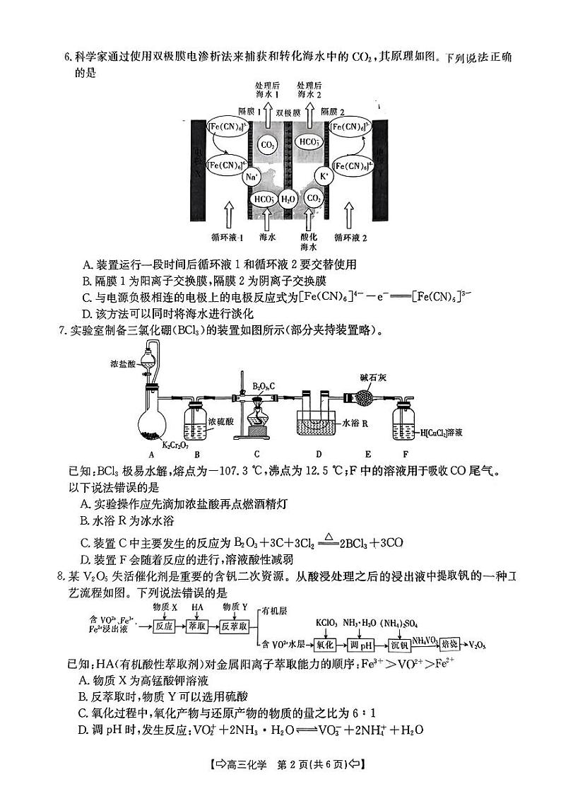 2024届福建省莆田市高三下学期三模（5月质检）化学试卷及答案02