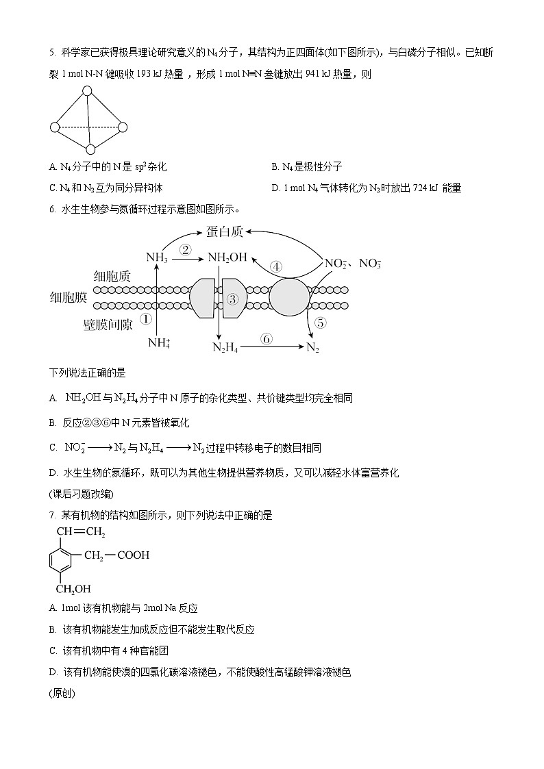 重庆市渝西中学2023-2024学年高二下学期4月月考化学试题（原卷版+解析版）02