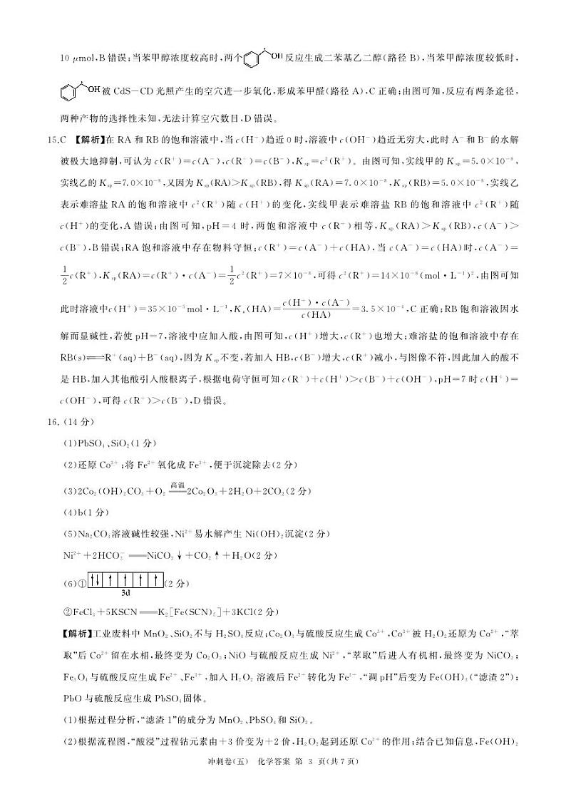 2024黑龙江省部分学校高三下学期冲刺卷（五）化学PDF版含解析03