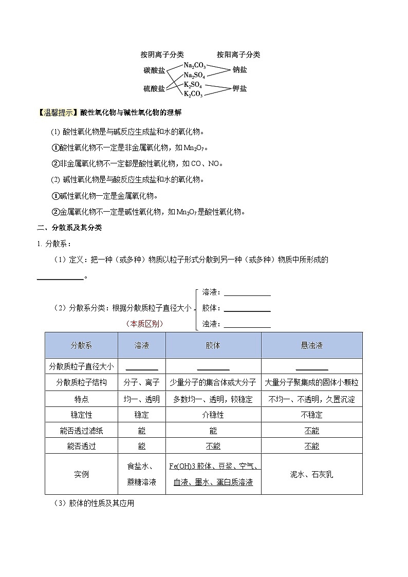 【知识梳理】第一章 物质及其变化-高一化学同步备课（人教版2019必修第一册）（原卷版+解析版）02