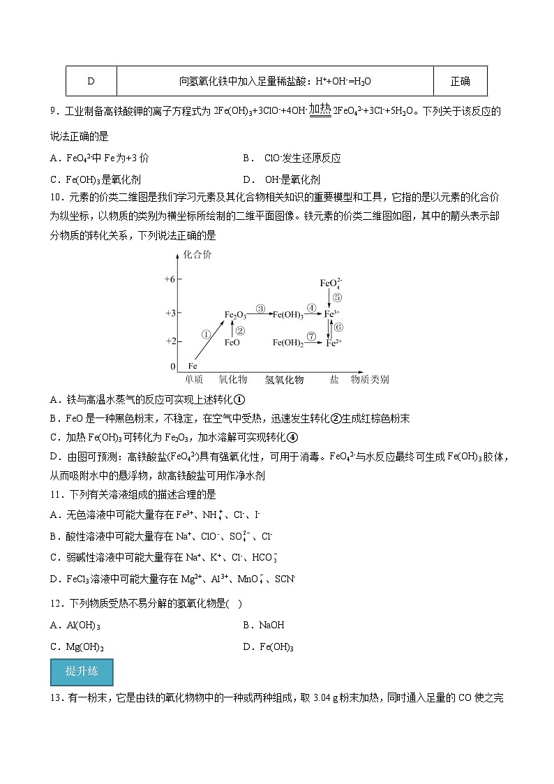【分层练习】3.1 .2 铁的重要化合物高一化学同步备课（人教版2019必修第一册）（原卷版+解析版）03