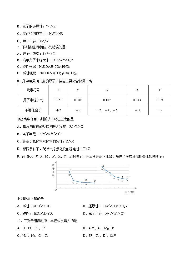 【分层练习】4.2.1 元素性质的周期性变化规律高一化学同步备课（人教版2019必修第一册）（原卷版+解析版）02