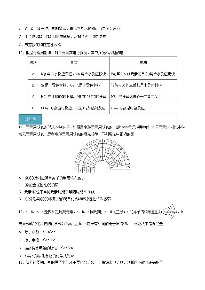 【分层练习】4.2.2 元素周期表和周期律的应用高一化学同步备课（人教版2019必修第一册）（原卷版+析版）03