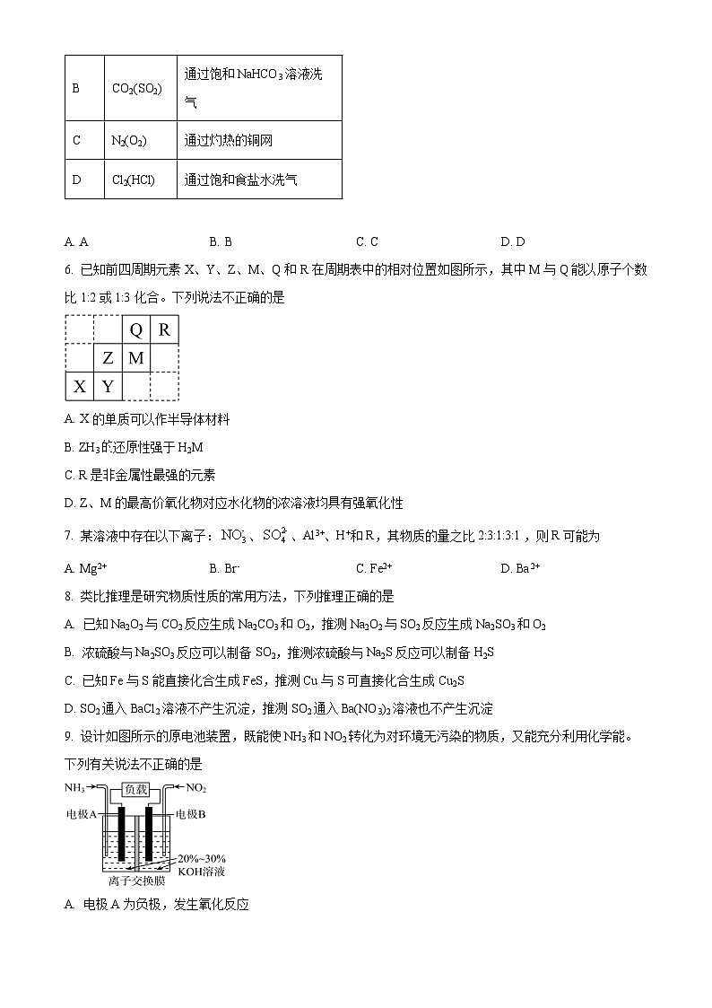 安徽省芜湖市安徽师范大学附属中学2023-2024学年高一下学期4月期中考试化学试题（原卷版+解析版）02