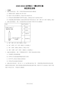 2020-2024北京高三一模化学试题分类汇编：钠及其化合物