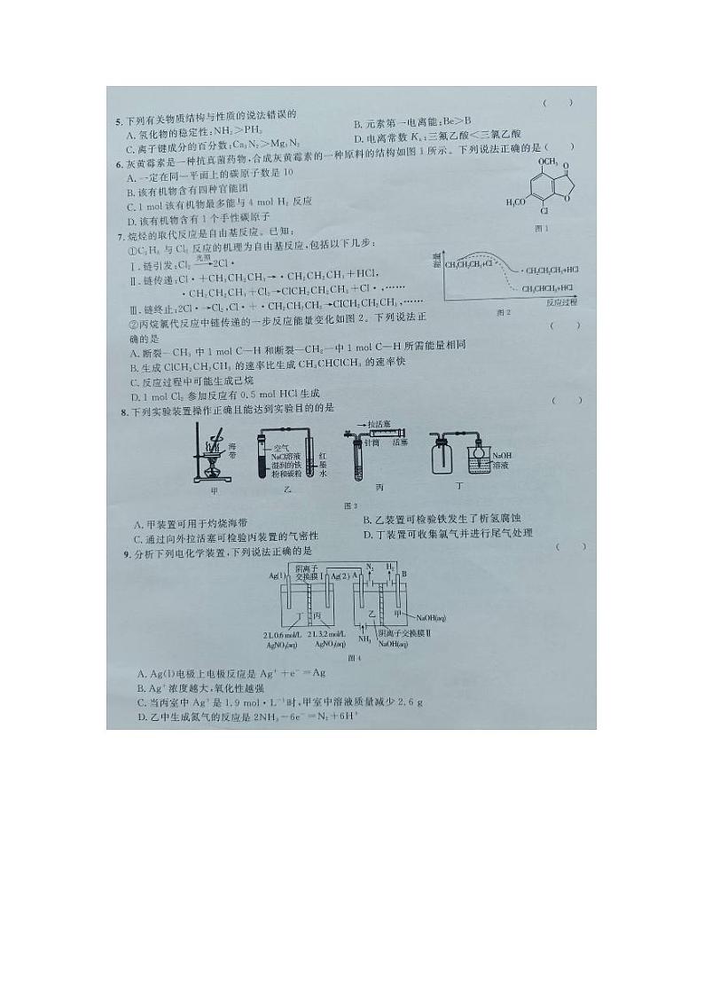 广西2024届高三下学期新教材新高考桂柳信息冲刺金卷（四）化学 PDF版含解析02