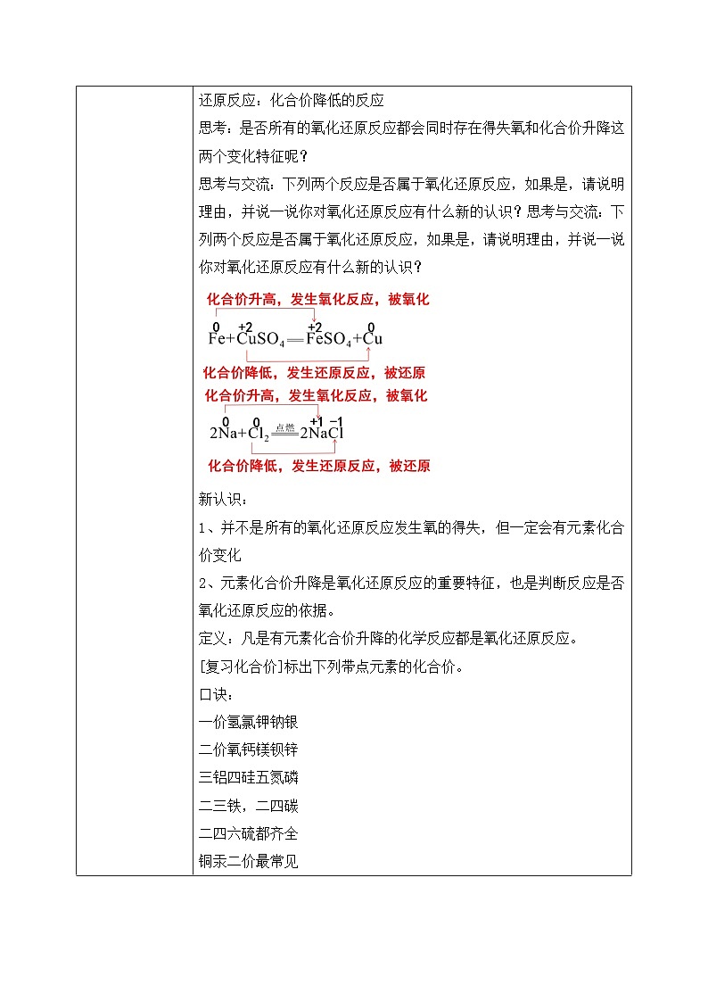 【核心素养】人教版高中化学必修一《氧化还原反应》第一课时 教学设计（含教学反思）第3页